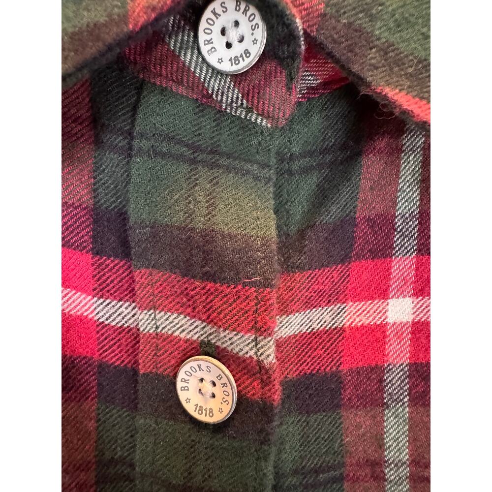 Brooks Brothers Women’s 12 Red Plaid Button Down Shirt Cotton Red Fleece Preppy - Picture 7 of 8